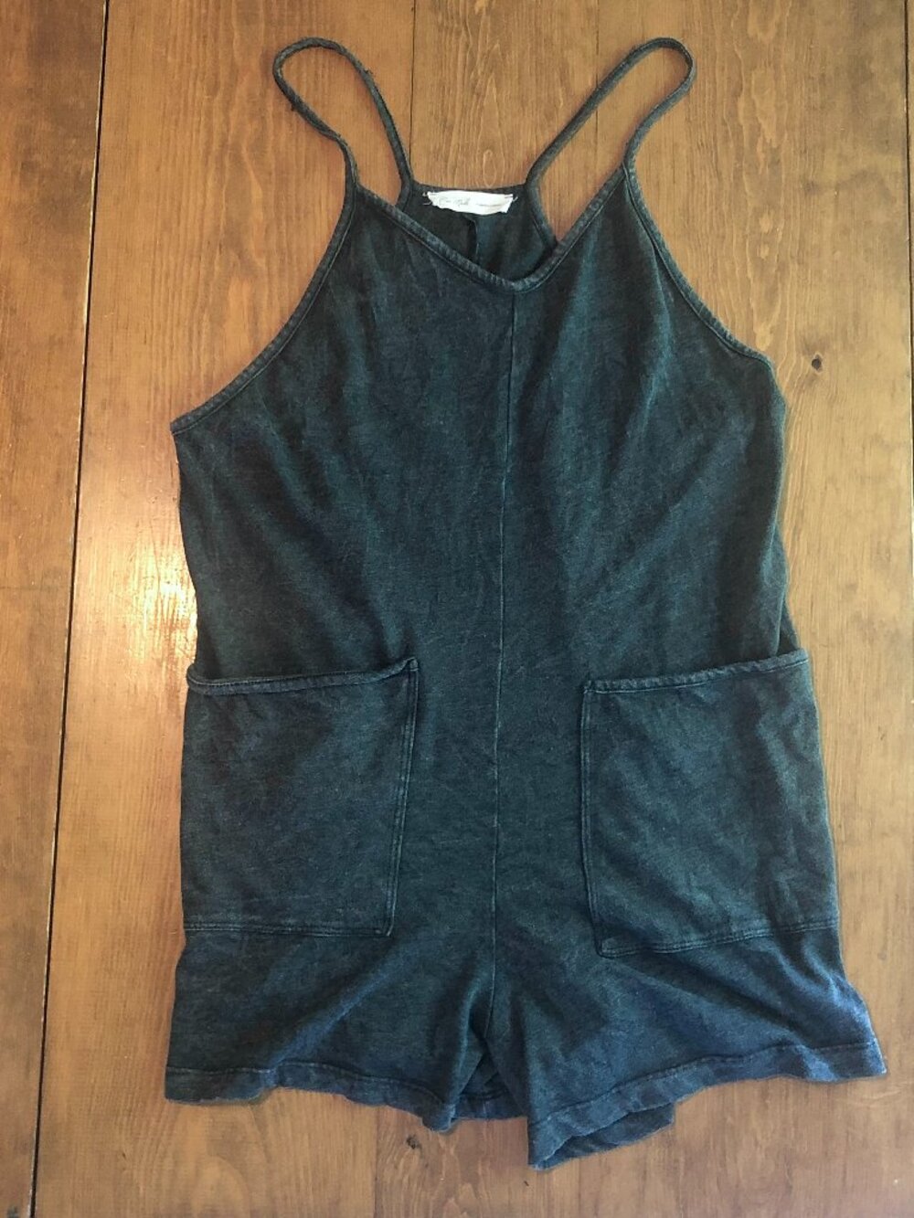 Rae Mode Charcoal Gray Knit Romper - Size Small - Pockets